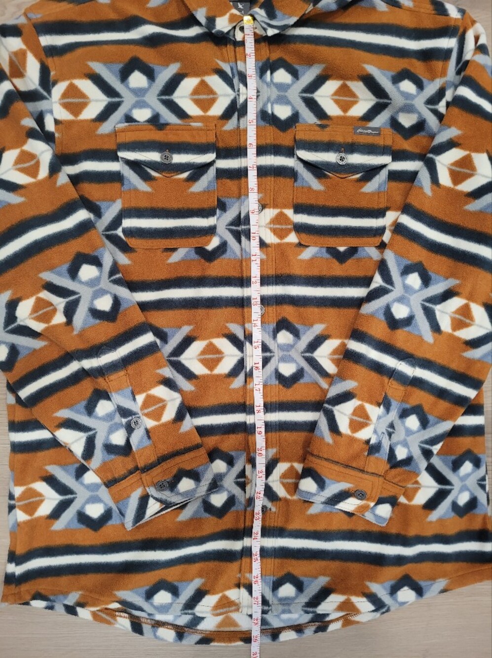 Eddie Bauer Men's Chutes Microfleece Long Sleeve Button Down Aztec Sweater - Picture 7 of 9